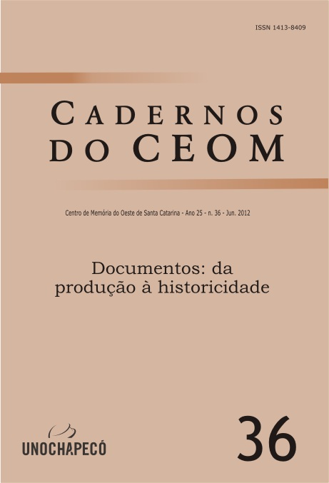 					View Vol. 25 No. 36: Documentos: da produção à historicidade
				